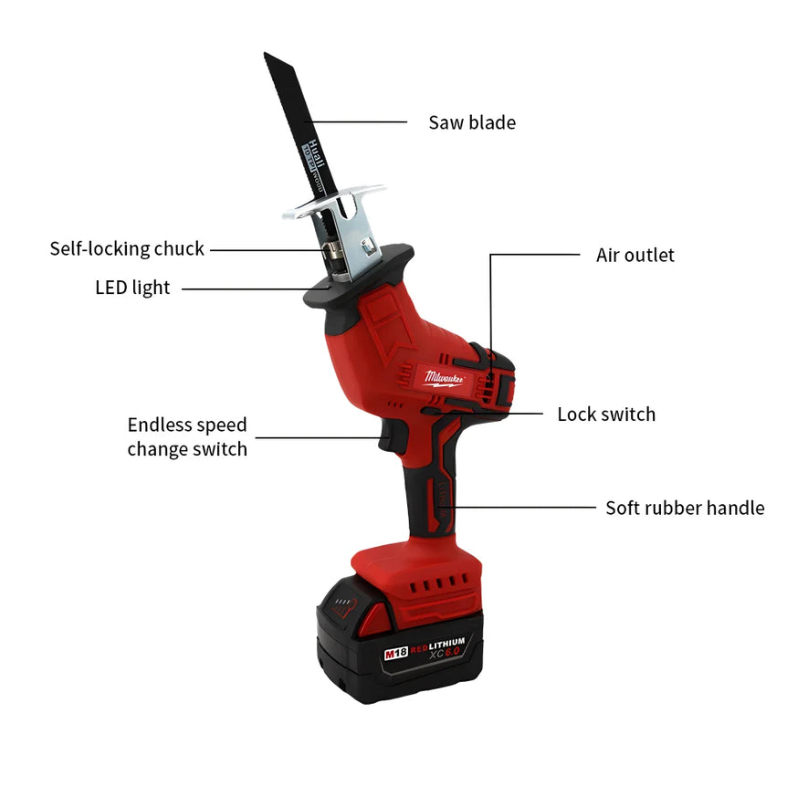 Milwaukee Electric Saw Cordless Multifunction Saw Metal Wood Cutting m18 Battery Saber Saw Portable 3000RPM Saber Saw Power Tool