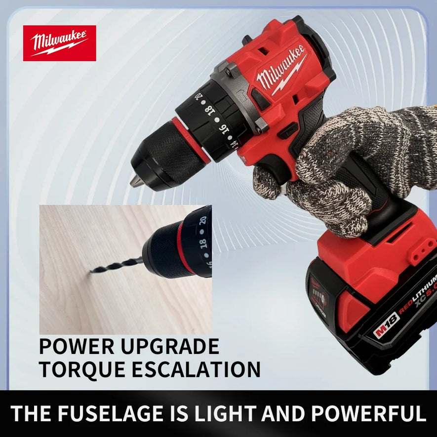 Milwaukee Small Electric Drill 150N.m Brushless Cordless Lmpact Drill of Decoration Team Uses 18V Milwaukee Battery Power Tool