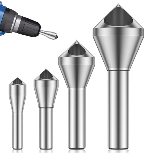 4pcs Chamfer Deburring Drill Bit Set 90 Degree Steel Countersink Drill Bits Hole 2-20mm Deburring Bits Round Shank Hole Cutter