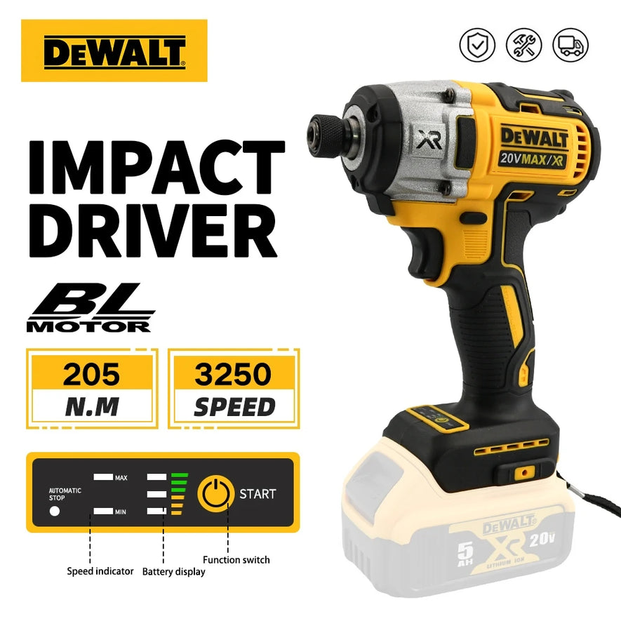 Dewalt Tools Wireless Drills DCD887 205N.M Brushless Impact Driver Electric Drill Power Tool For 20V Battery