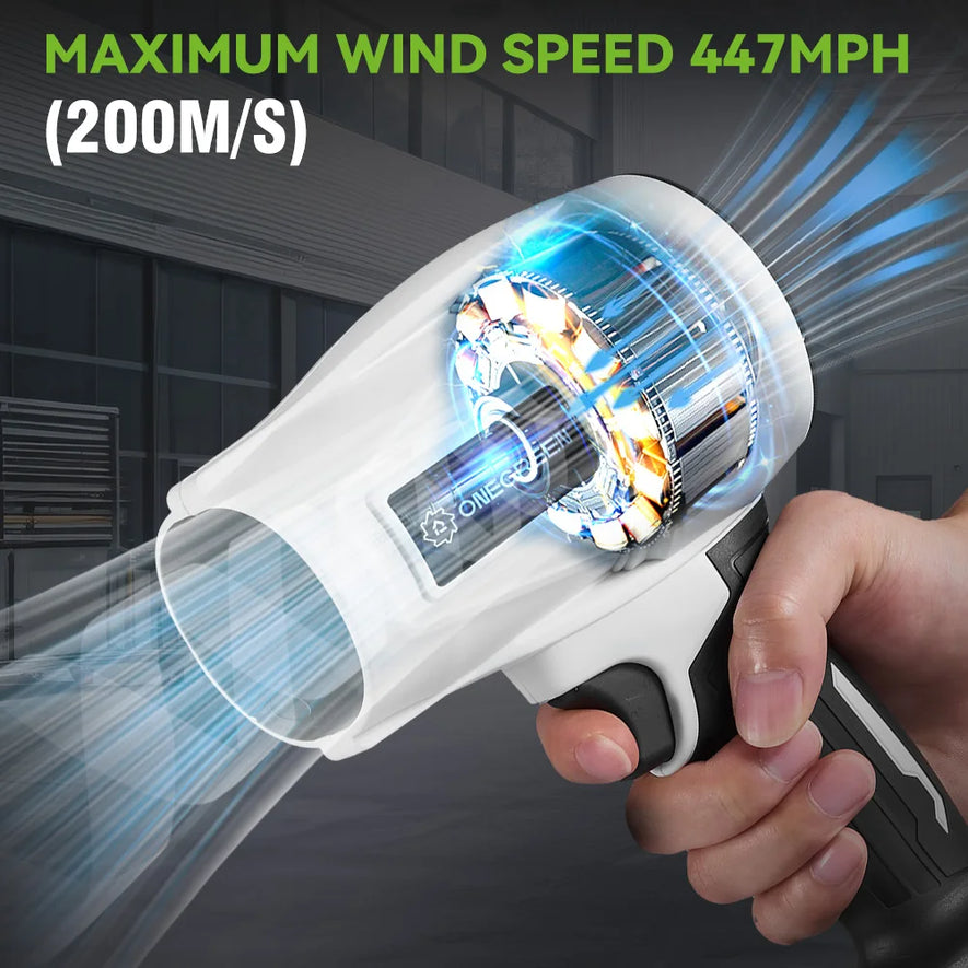 ONEGREEN 2000W Electric Brushless Turbo Fan Blowers Cordless 150000RPM Air Blower Violent Power Tools for Makita 18V Battery