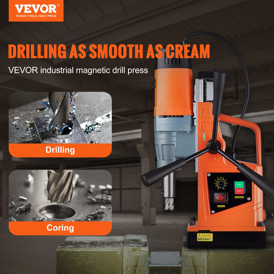 VEVOR 1300W 1400W 2" Electric Drilling Machine Magnetic Drill Press Boring Diameter Power Drill 810 PRM 1-second Release Drill