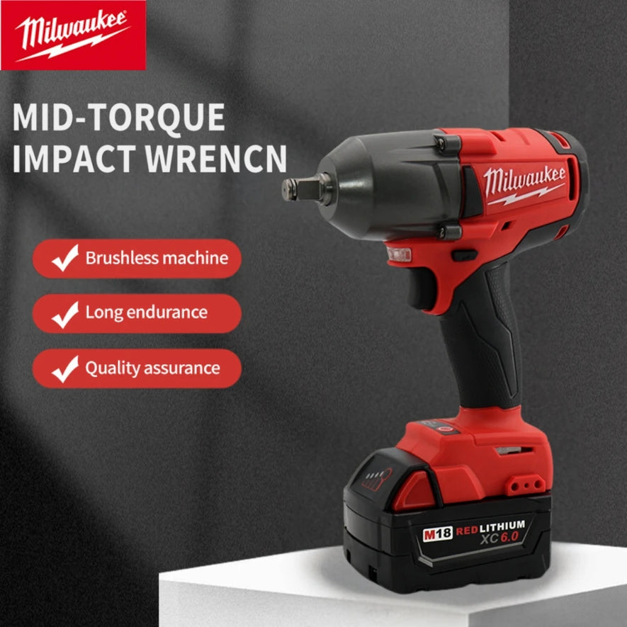 Milwaukee Cordless Electric Wrench 1300NM Large Torque 18V Battery Brushless Impact Wrench Car Truck Repair Power Tools