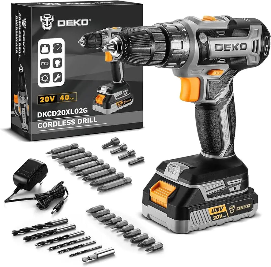 Power Drill Cordless:  PRO Cordless Drill 20V Electric Power Drill Set Tool Drills Cordless Set with Battery and Charger