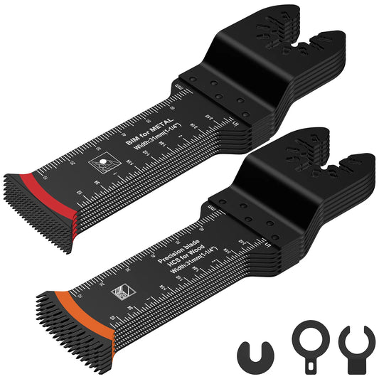 12 PCS Extra Long Oscillating Saw Blades Multi Tool Blades Curved Edge Bi-Metal and Japanese Teeth Multitool Blades Precise Cut