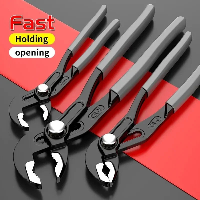 Water Pump Pliers Quick-Release Plumbing Pliers Pipe Wrench Adjustable Water Pipe Clamp Pliers Household Hand Tools Multi-functi