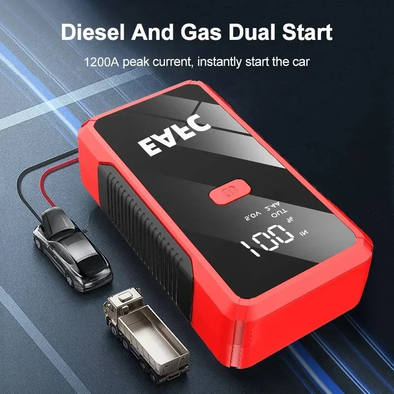 EAFC 2000A/1200A Car Jump Starter 12V Car Charger Booster Power Bank Battery Boost Starter Car Emergency Start Lighting Charger