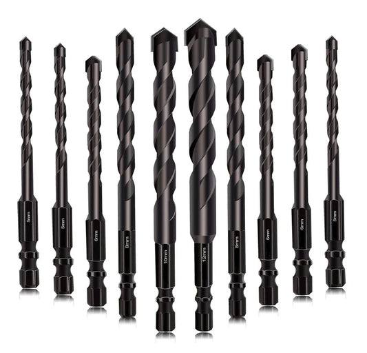 Black Masonry Drill Bits Concrete Drill Bit Ceramic Tile Drill Bit Set Tungsten Carbide Tipped for Concrete Brick Glass Wood