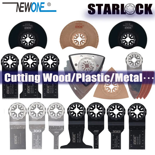 NEWONE 66 pcs Pack Starlock E-cut Multi Cutter Saw Blades Set Oscillating Tool Blades for Cutting Wood Drywall Plastics Metal